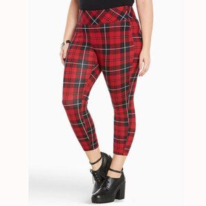 Torrid Red Black Plaid Cropped Pixie Ponte Pants 3x